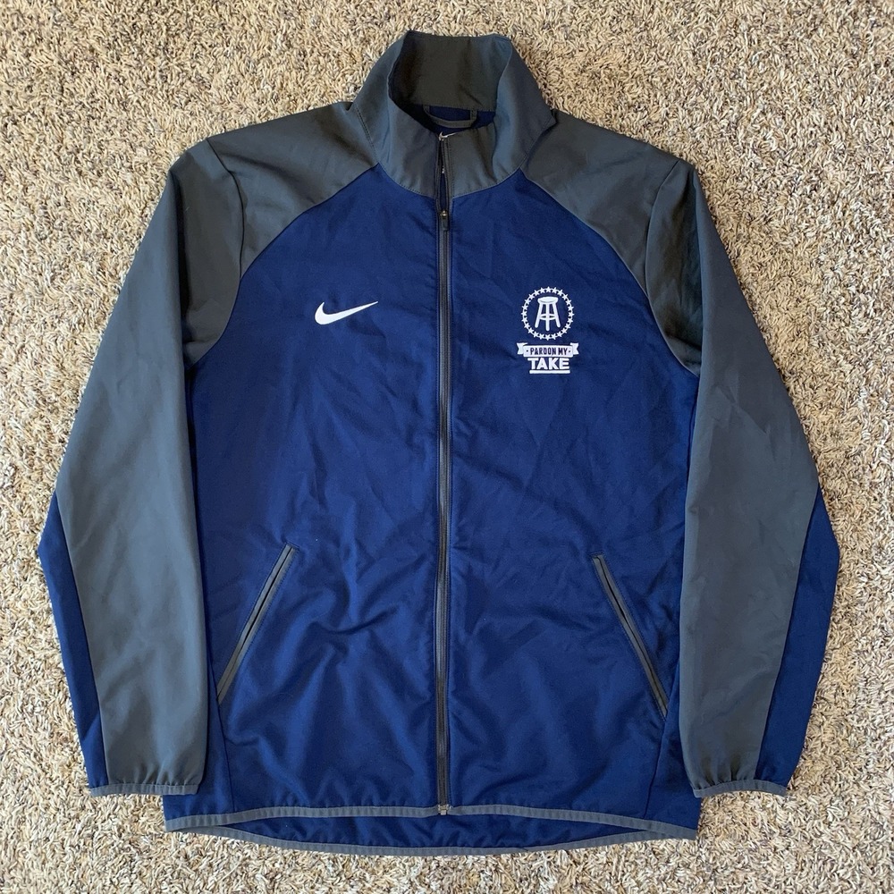 Nike Barstool Sports Windbreaker Jacket Mens Medium Blue Pardon My Take Dri Fit